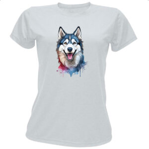Camiseta Baby Look Husk Siberiano Watercolor Arte