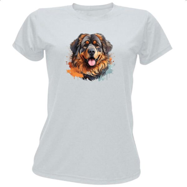 Camiseta Baby Look Mastim tibetano Watercolor Arte