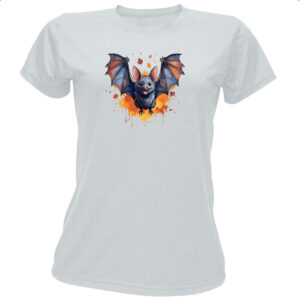 Camiseta Baby Look Morcego Watercolor Arte