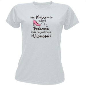Camiseta Baby Look Mulher Salto Poderosa Joelhos Vitoriosa