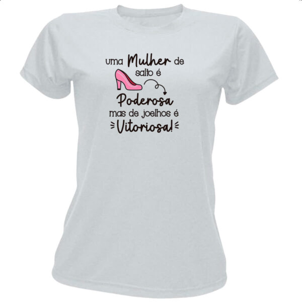 Camiseta Baby Look Mulher Salto Poderosa Joelhos Vitoriosa