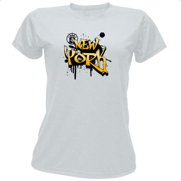 Camiseta Baby Look New York Grafit Splash