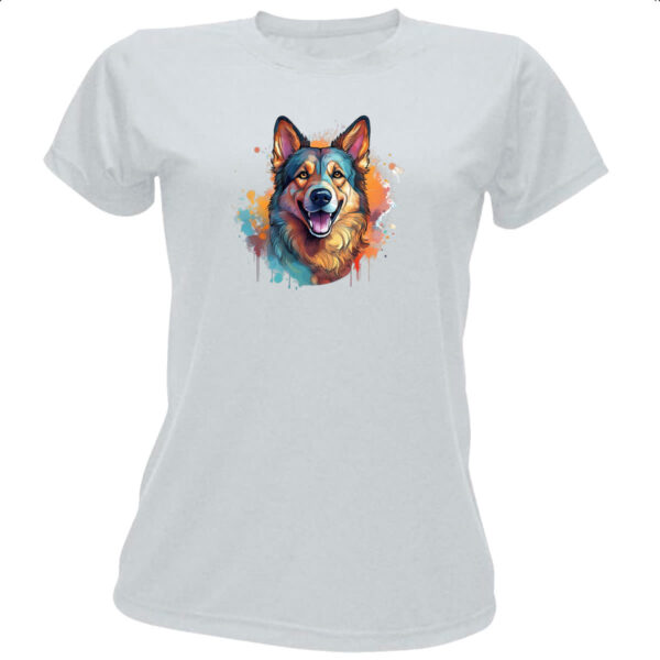Camiseta Baby Look Pastor alemao Watercolor Arte