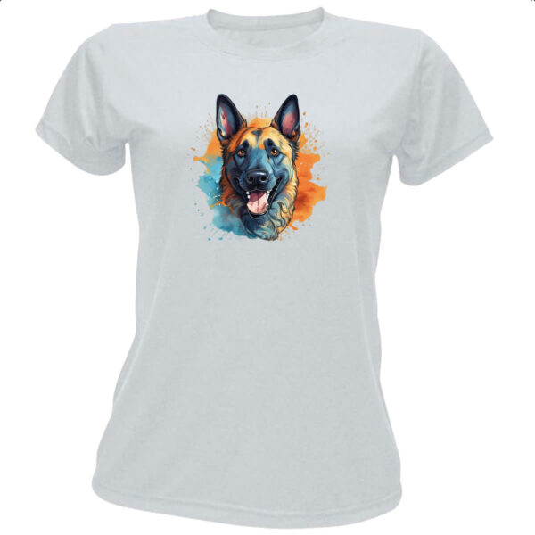 Camiseta Baby Look Pastor belga Watercolor Arte