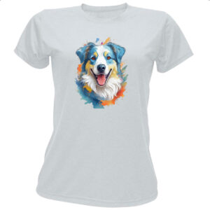 Camiseta Baby Look Pastor-australiano Watercolor Arte