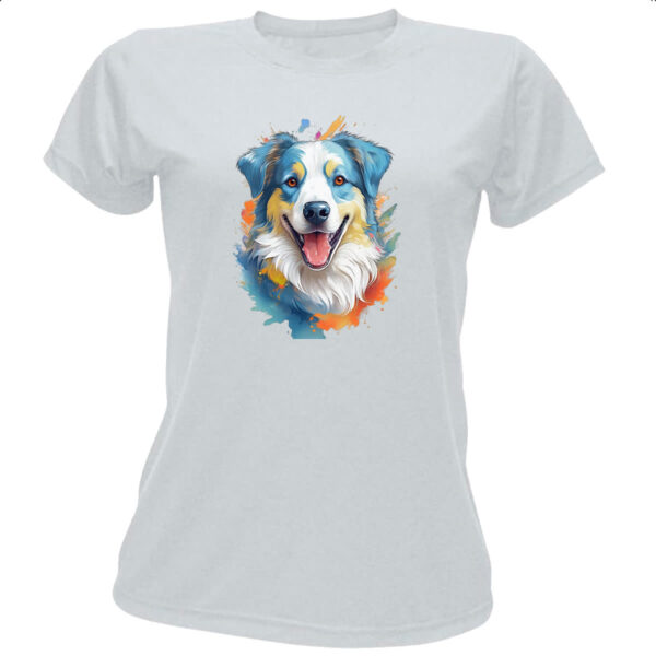 Camiseta Baby Look Pastor-australiano Watercolor Arte