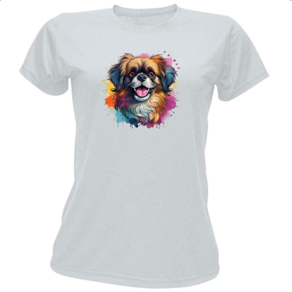 Camiseta Baby Look Pequines Watercolor Arte