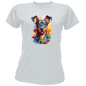 Camiseta Baby Look Pinscher Watercolor Arte