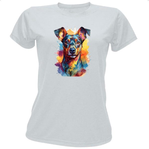 Camiseta Baby Look Pinscher Watercolor Arte