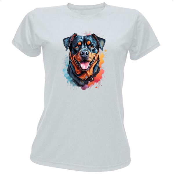 Camiseta Baby Look Rottweiler Watercolor Arte