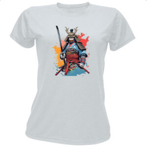 Camiseta Baby Look Samurai Watercolor Arte