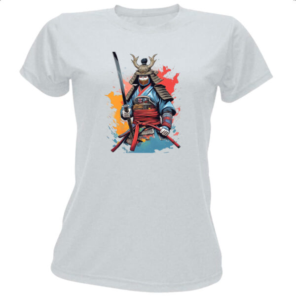 Camiseta Baby Look Samurai Watercolor Arte