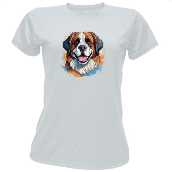 Camiseta Baby Look Sao Bernado Watercolor Arte