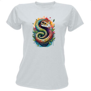 Camiseta Baby Look Serpente Watercolor Arte