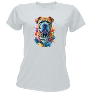 Camiseta Baby Look Shar-pei Watercolor Arte