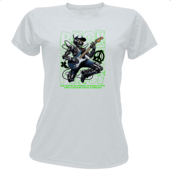 Camiseta Baby Look Skull Robot Rock
