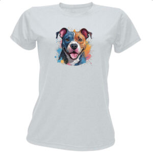 Camiseta Baby Look Staffordshire bull terrier Watercolor Arte