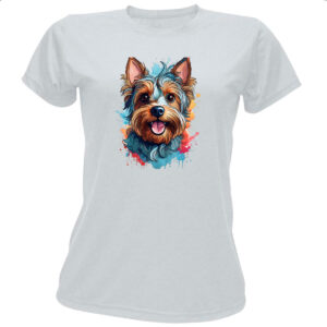 Camiseta Baby Look Yorkshire Terrier Watercolor Arte