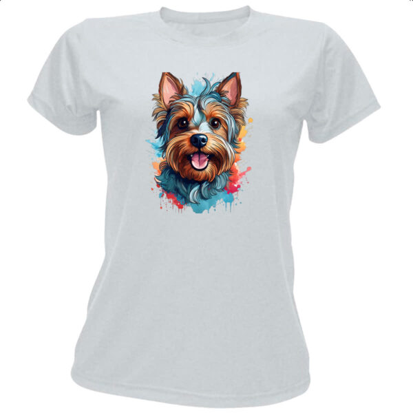 Camiseta Baby Look Yorkshire Terrier Watercolor Arte