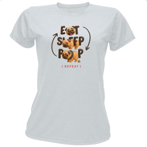 Camiseta Baby Look Pug e o seu ciclo