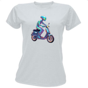 Camiseta Baby Look ET andando de moto