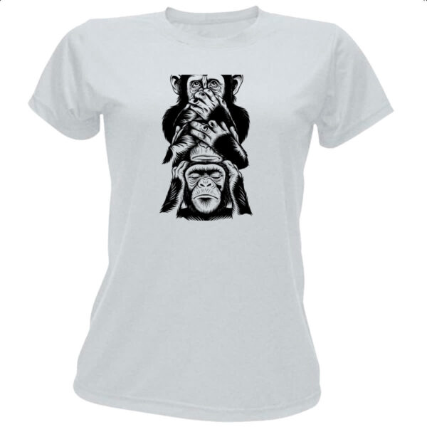 Camiseta Baby Look 3 macacos sabios chinpanzes