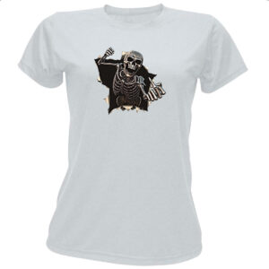 Camiseta Baby Look Caveira mal educada rasgando camisa