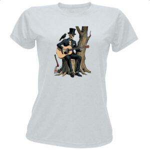 Camiseta Baby Look Esqueleto tocando violao