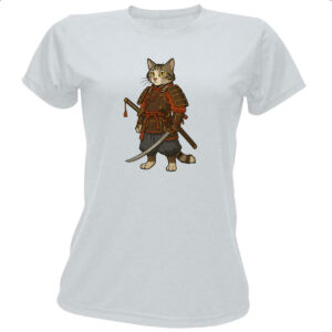 Camiseta Baby Look Gato Samurai Cartoon Art