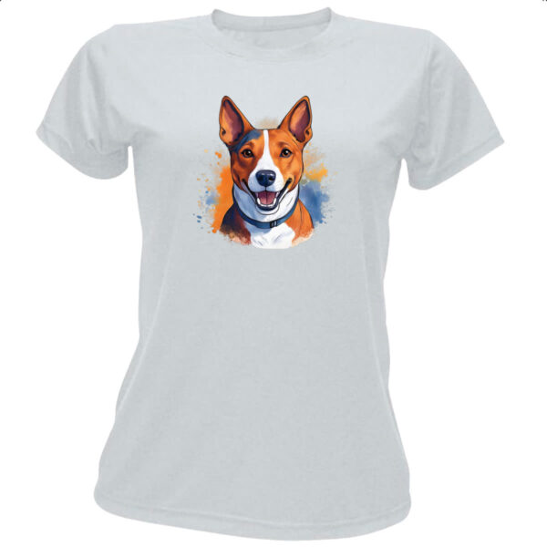 Camiseta Baby Look Basenji Watercolor Arte