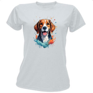 Camiseta Baby Look Beagle Watercolor Arte