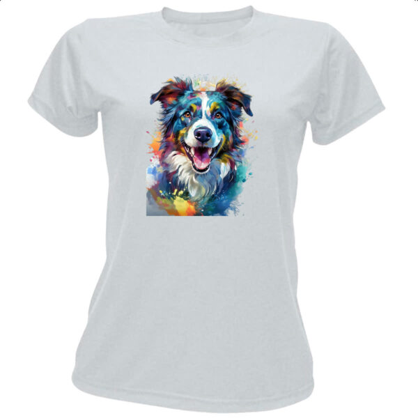 Camiseta Baby Look Border Collie Watercolor Arte
