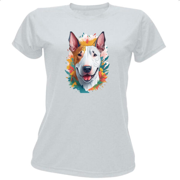 Camiseta Baby Look Bull Terrier Watercolor Arte