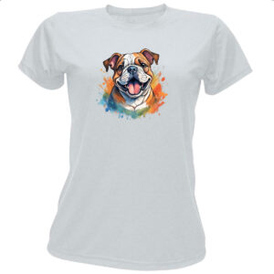 Camiseta Baby Look Bulldog Watercolor Arte