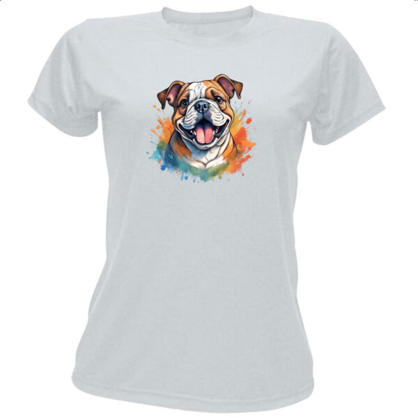 Camiseta Baby Look Bulldog Watercolor Arte