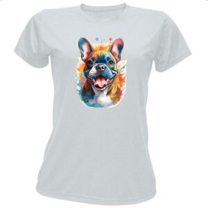 Camiseta Baby Look Bulldog frances Watercolor Arte