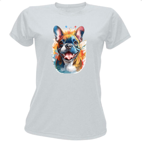 Camiseta Baby Look Bulldog frances Watercolor Arte