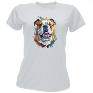 Camiseta Baby Look Bulldog ingles Watercolor Arte