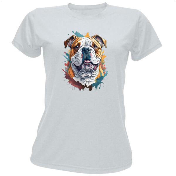 Camiseta Baby Look Bulldog ingles Watercolor Arte