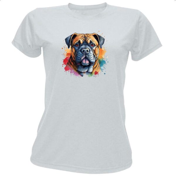 Camiseta Baby Look Bulmastife Watercolor Arte