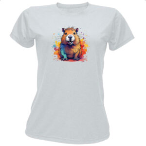 Camiseta Baby Look Capivara Watercolor Arte