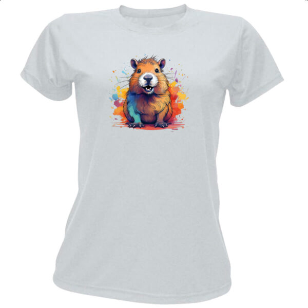 Camiseta Baby Look Capivara Watercolor Arte