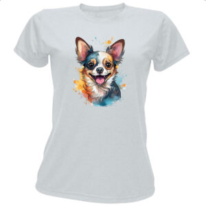 Camiseta Baby Look Chihuahua Watercolor Arte