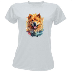 Camiseta Baby Look Chow Chow Watercolor Arte