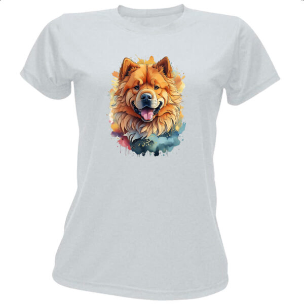 Camiseta Baby Look Chow Chow Watercolor Arte