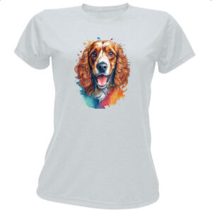 Camiseta Baby Look Cocker spaniel ingles Watercolor Arte