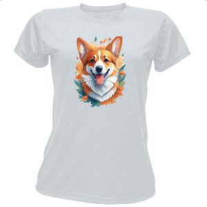 Camiseta Baby Look Corgi Watercolor Arte