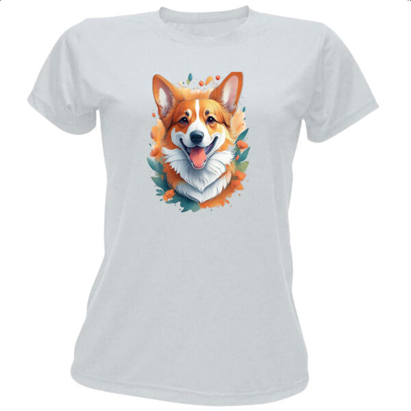 Camiseta Baby Look Corgi Watercolor Arte
