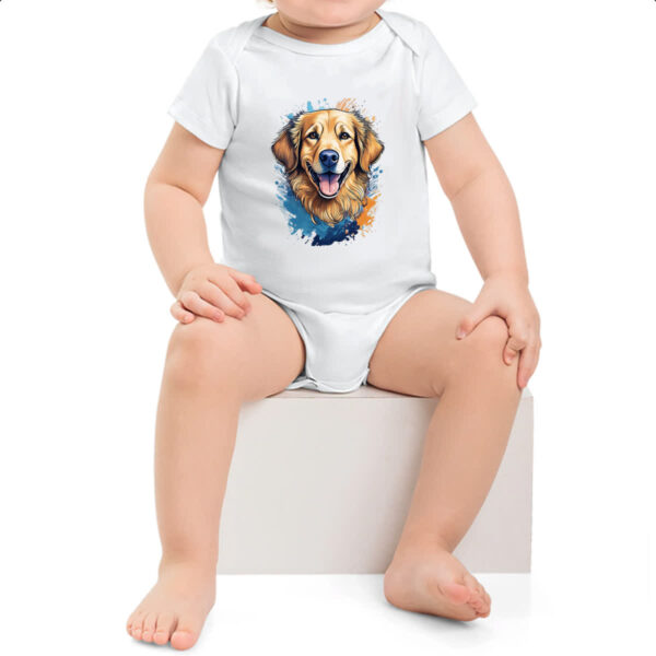 Body infantil Golden Retriever Watercolor Arte - Imagem 2