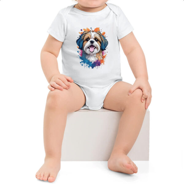 Body infantil Shih Tzu Watercolor Arte - Imagem 2